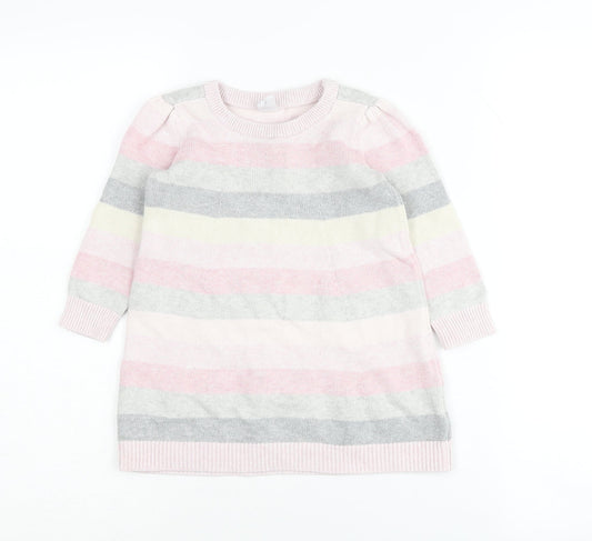 Baby Gap Girls Pink Striped Cotton Tunic Jumper 2 Years