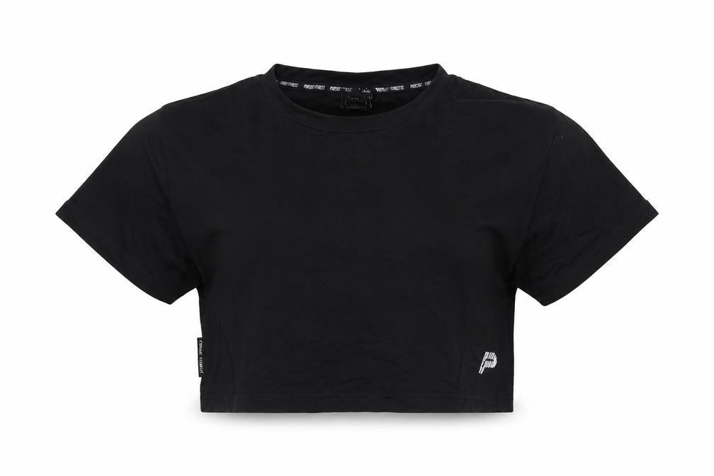 Pursue Fitness Women's Black Cropped T-Shirt, Size S