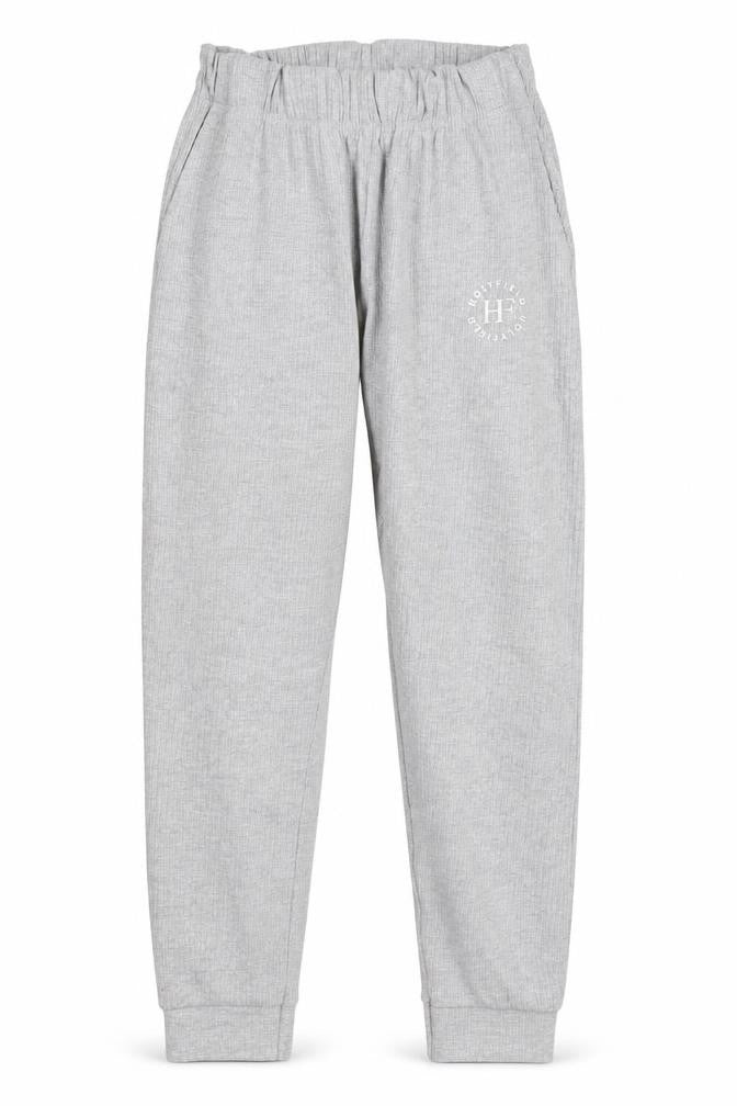 Front view of Holyfield girls’ grey jogger trousers 10-12 years casual wear