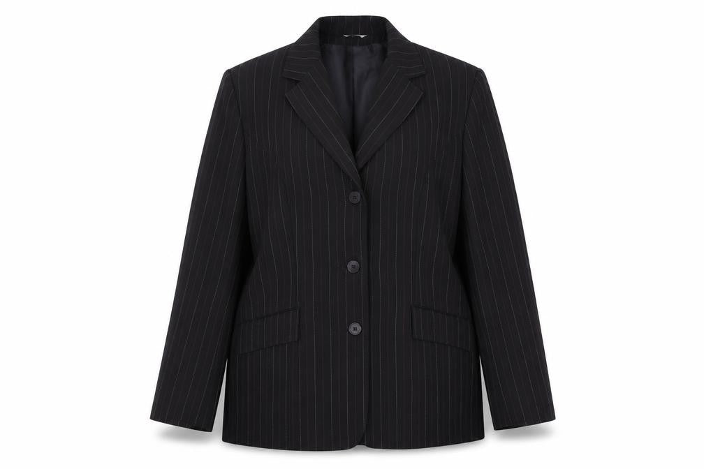 Klass Collection Women's Black Pinstripe Suit Jacket 18