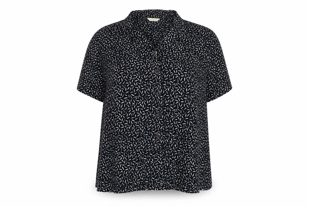 Marks and Spencer Women's Blue Geometric Button-Up Shirt