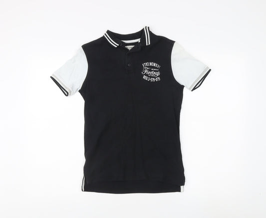 Firetrap Boys Polo Shirt 10-11 Years Black Short Sleeve