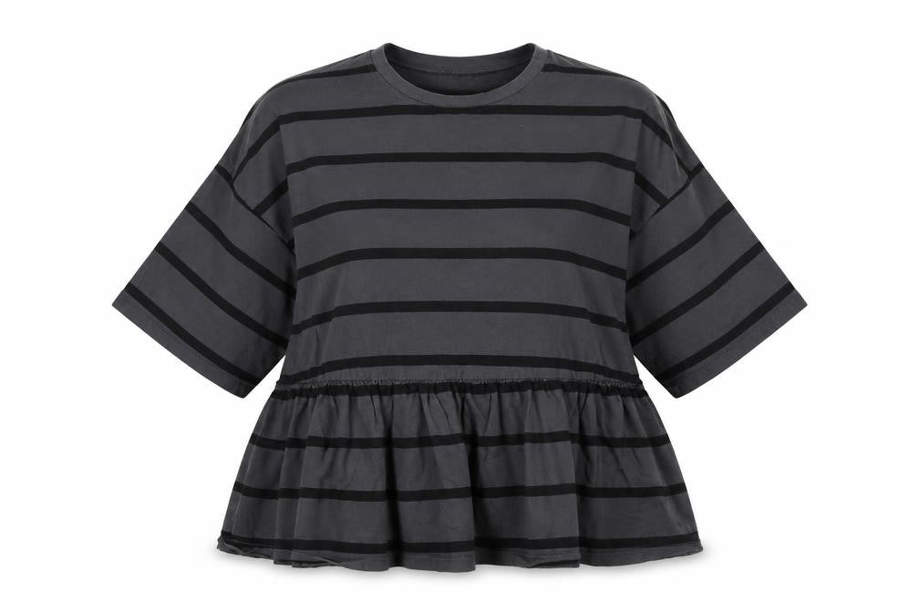 Front view of ASOS Women's Black Striped Tunic, size 10, 3/4 Sleeve