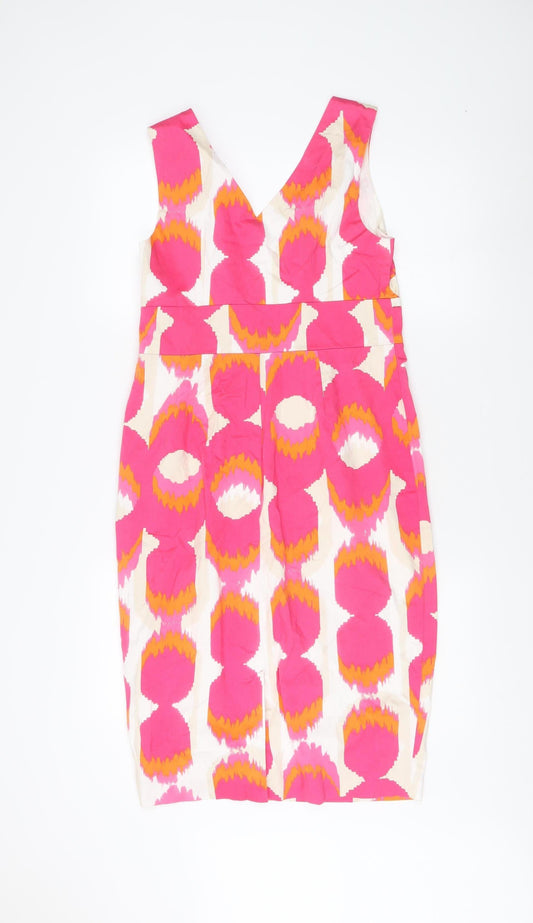Boden Women's Pink Ivory V-Neck Sleeveless Dress