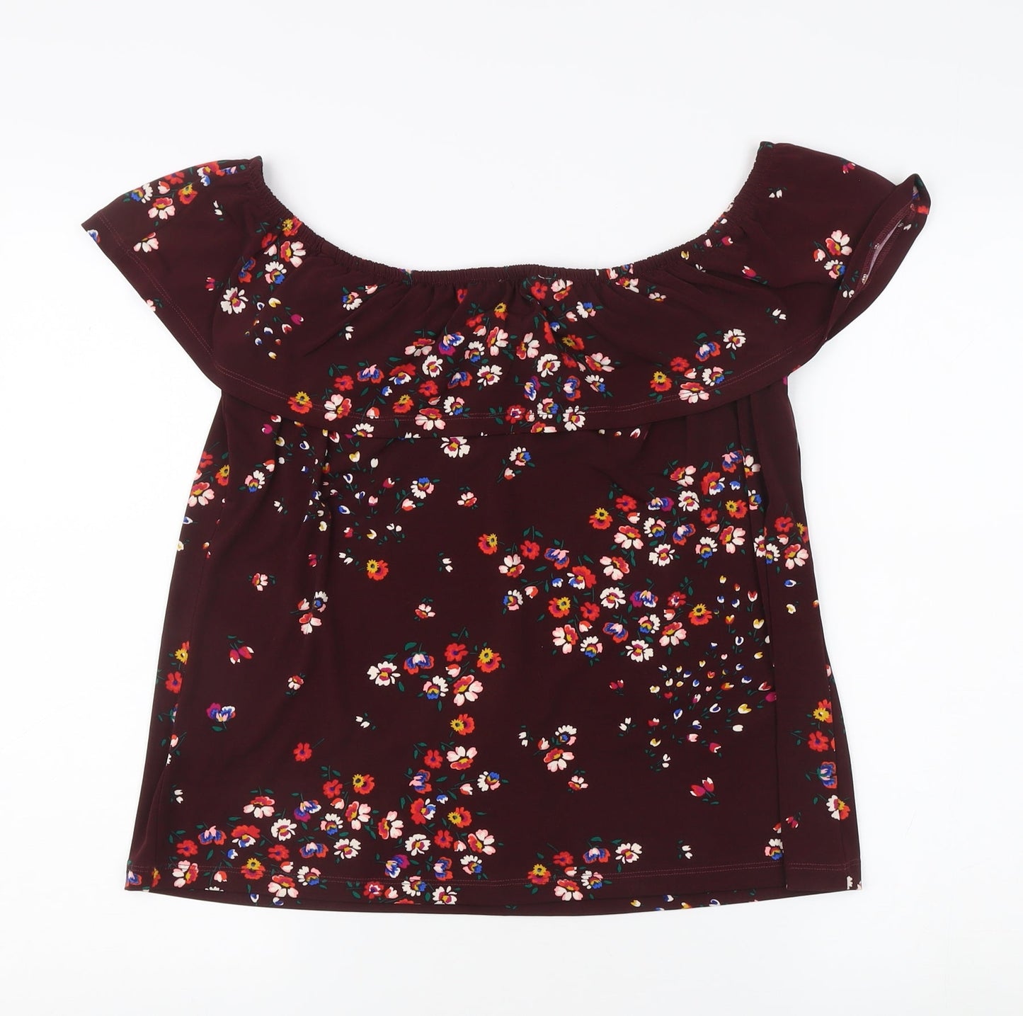 Oasis Women's Red Floral Off-Shoulder Blouse, L