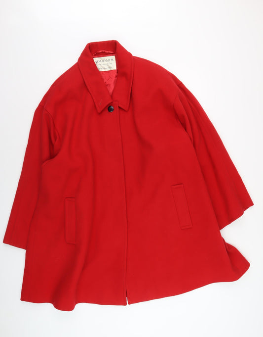 Jaeger Women's Red Wool Mid-Length Coat L
