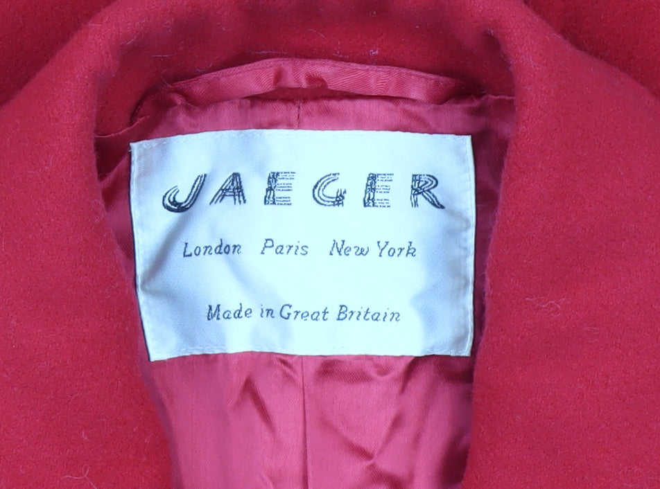 Jaeger Women's Red Wool Mid-Length Coat L