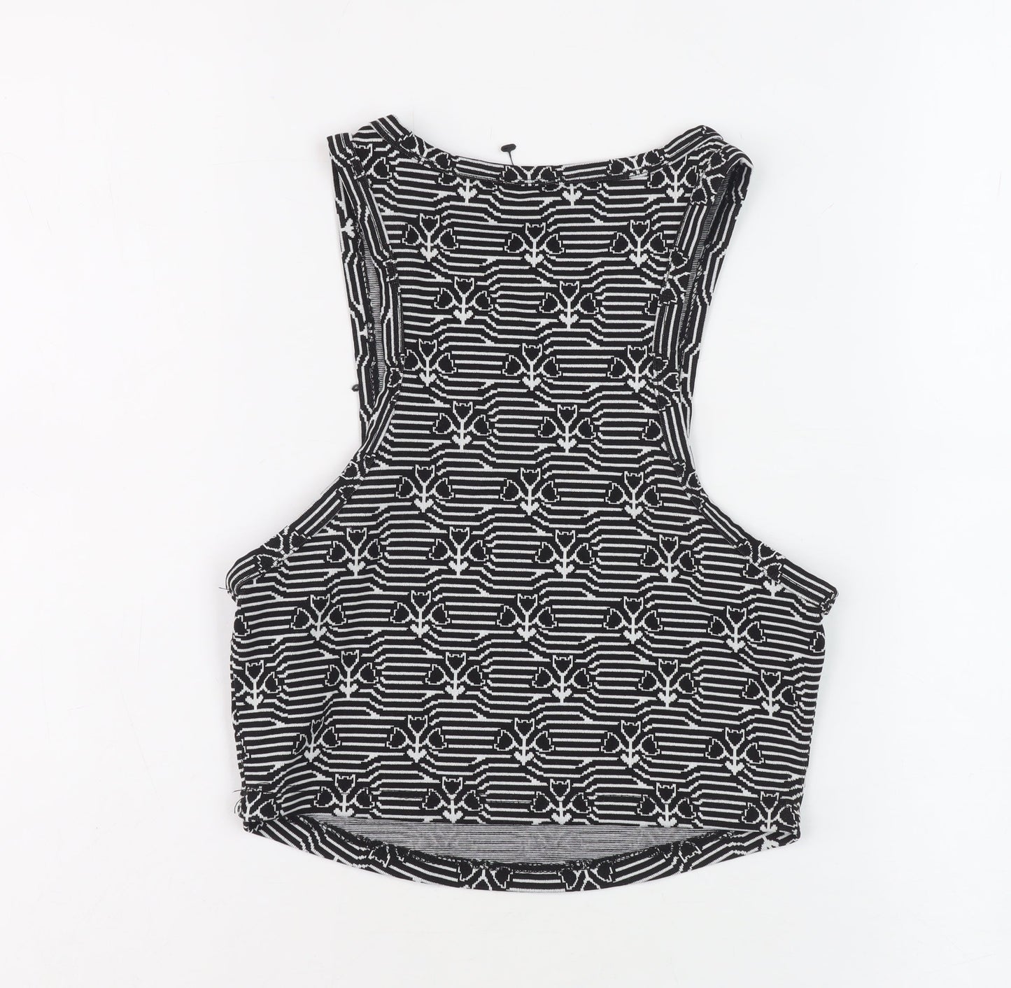 Zara Women's Black Geometric Cropped Tank Size S