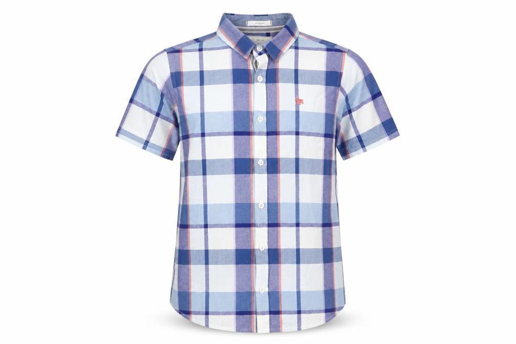 Jasper Conran Boys Blue Plaid Button-Up Shirt, Size 12 Years