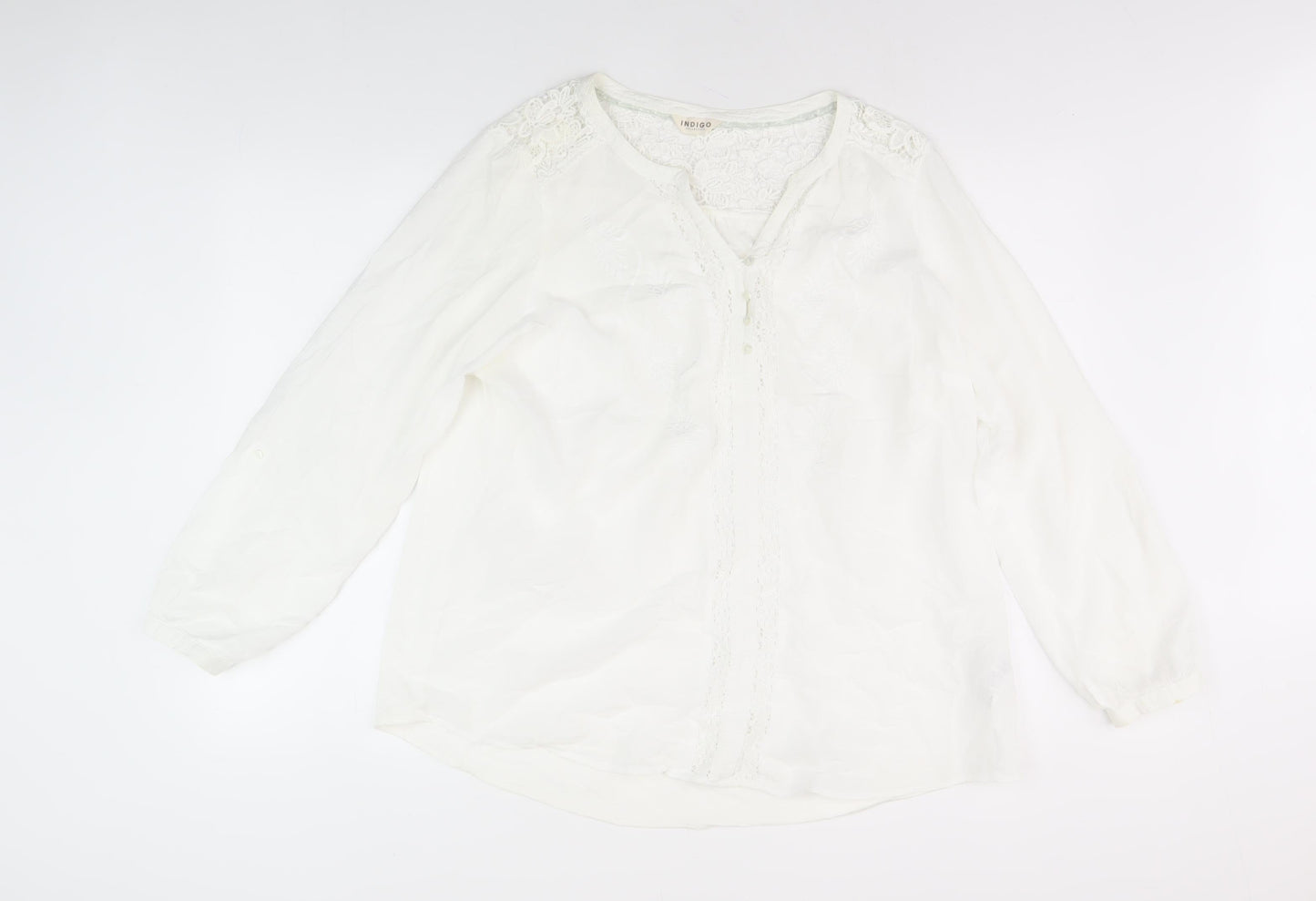 Marks and Spencer Women's Ivory Lace Blouse - Size 18