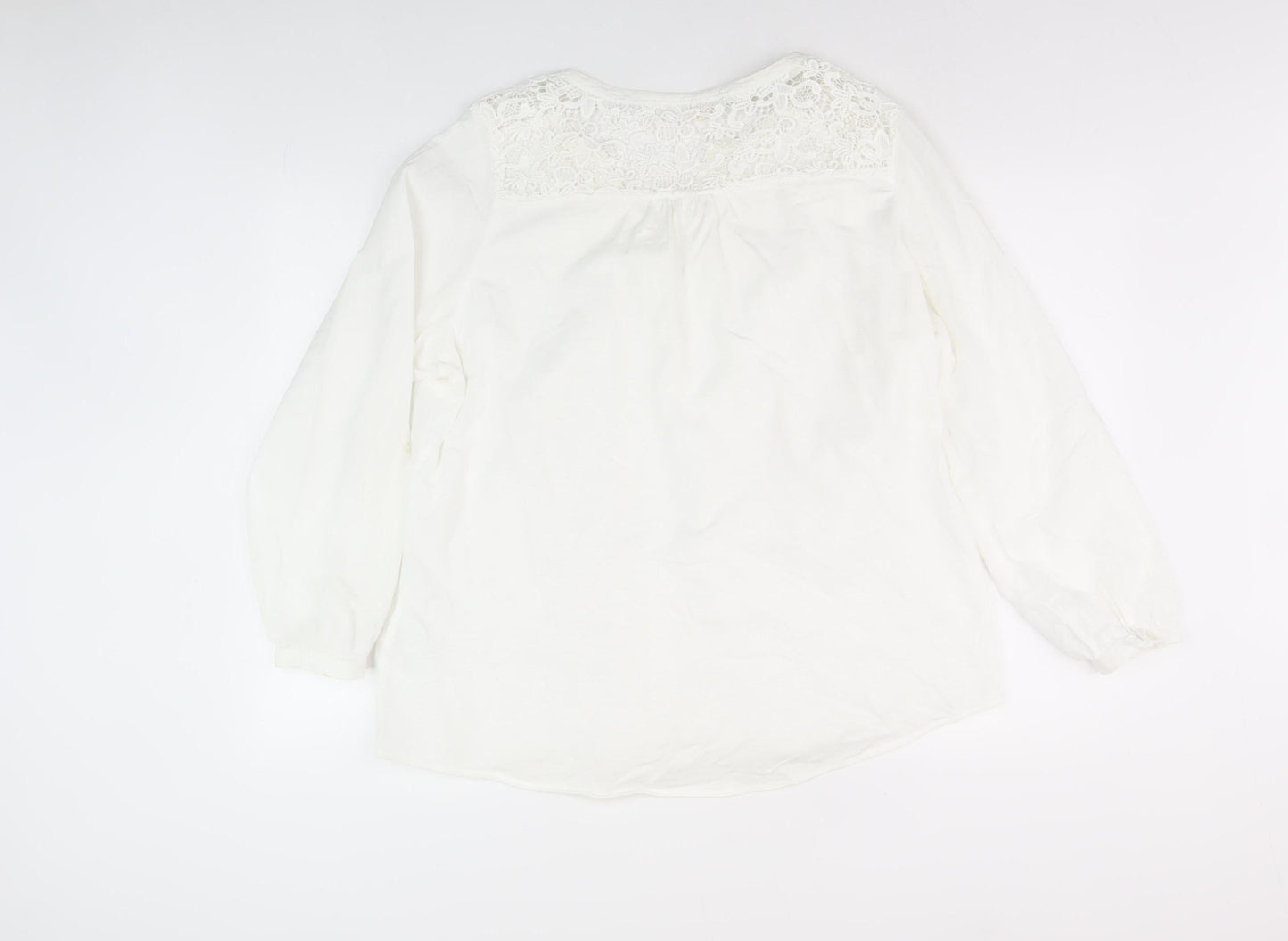 Marks and Spencer Women's Ivory Lace Blouse - Size 18