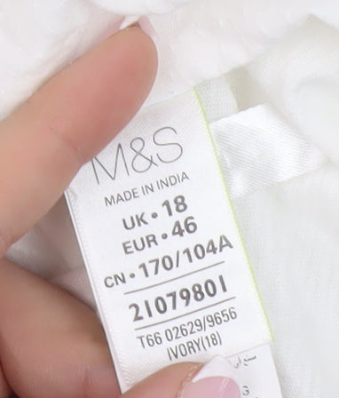 Marks and Spencer Women's Ivory Lace Blouse - Size 18