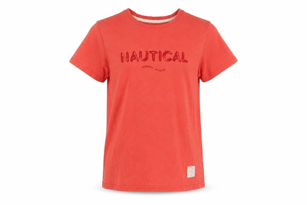 Front view of Massimo Dutti girls’ red nautical t-shirt 9-10 years