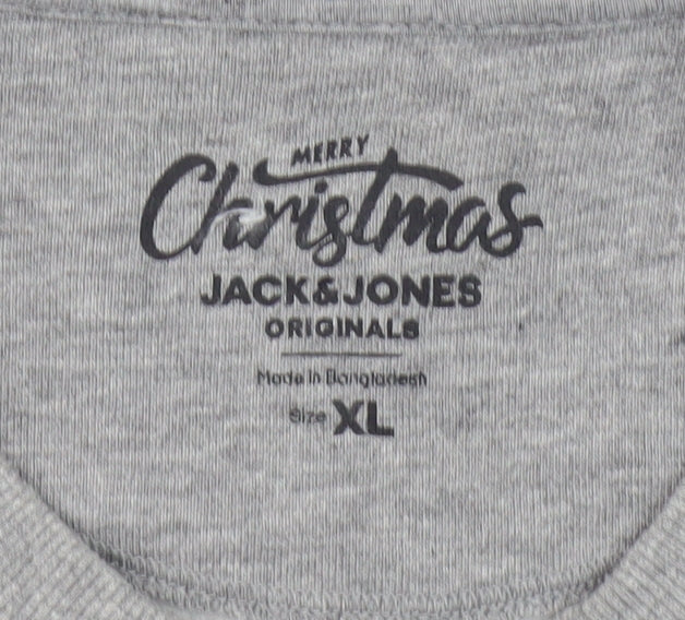 Jack & Jones Men's Grey Christmas Pullover Sweatshirt XL