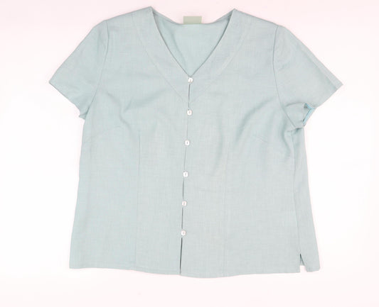 Eastex Women's Green V-Neck Blouse Size 14