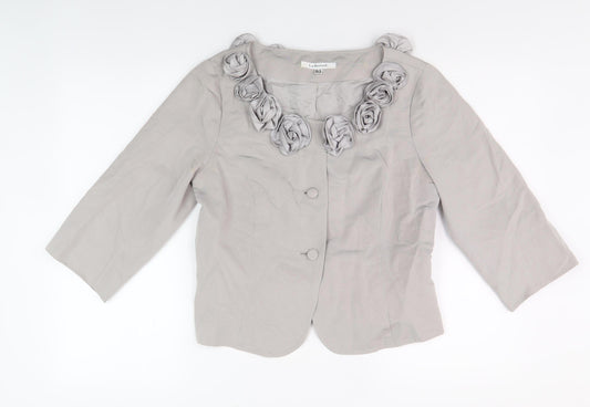 L.K. Bennett Women's Grey Floral Accent Jacket Size 12