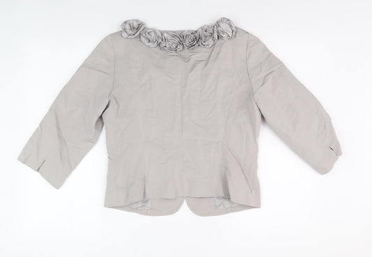 L.K. Bennett Women's Grey Floral Accent Jacket Size 12