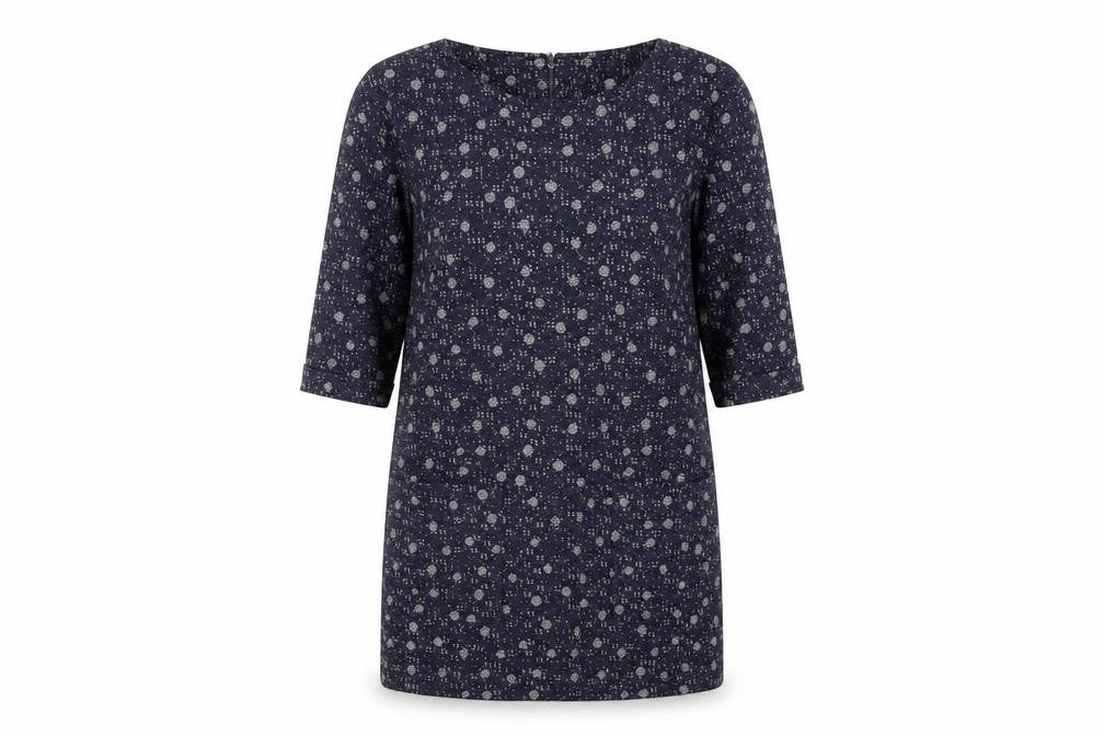 White Stuff Women's Blue Floral Dress, UK 8, 3/4 Sleeve