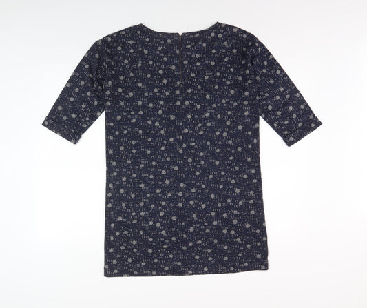 White Stuff Women's Blue Floral Dress, UK 8, 3/4 Sleeve