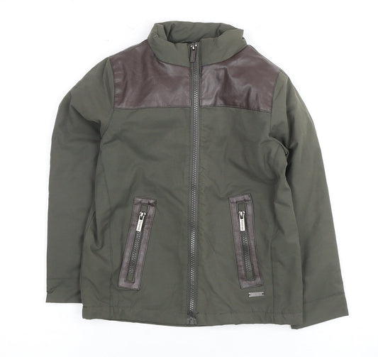 Firetrap Boys Green Bomber Jacket 13-14 Years Faux Leather Trim