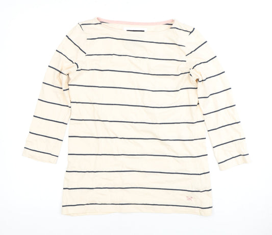 Crew Clothing Beige Women's Striped T-Shirt Size 8