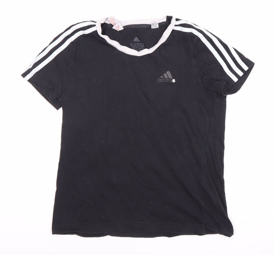 Adidas Boys' Black T-Shirt 11-12 Years, Short Sleeve, Cotton