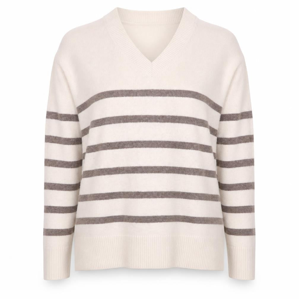Marks and Spencer Women's White Striped Pullover Jumper - M
