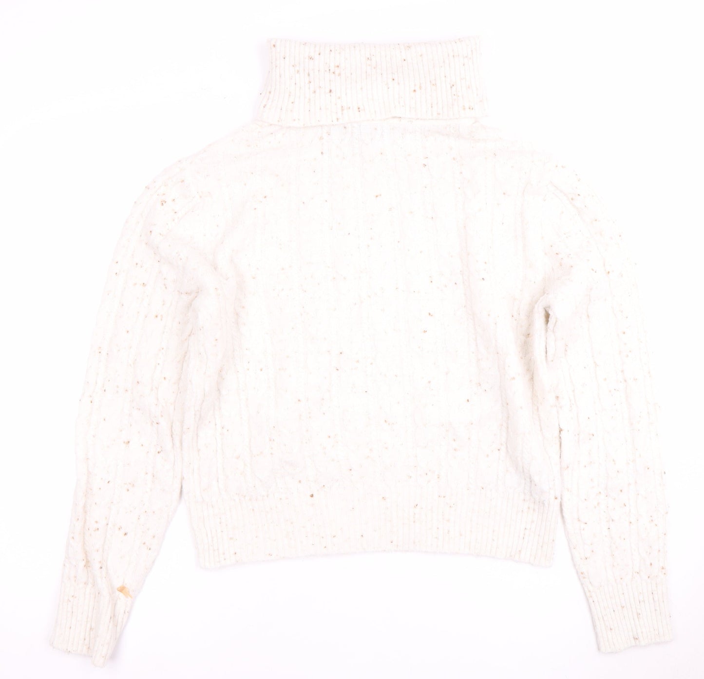 MNG Women's White Cable-Knit Roll Neck Jumper M