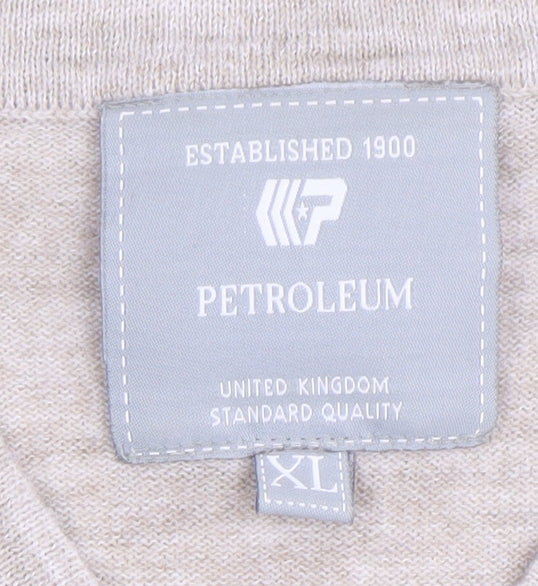 Petroleum Men's Beige Henley XL Knit Jumper