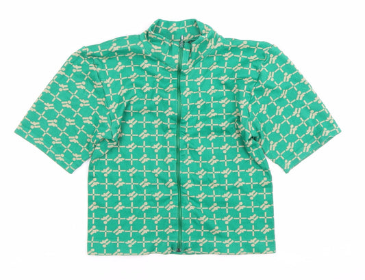 Les Trams Women's Green Geometric Blouse UK 12