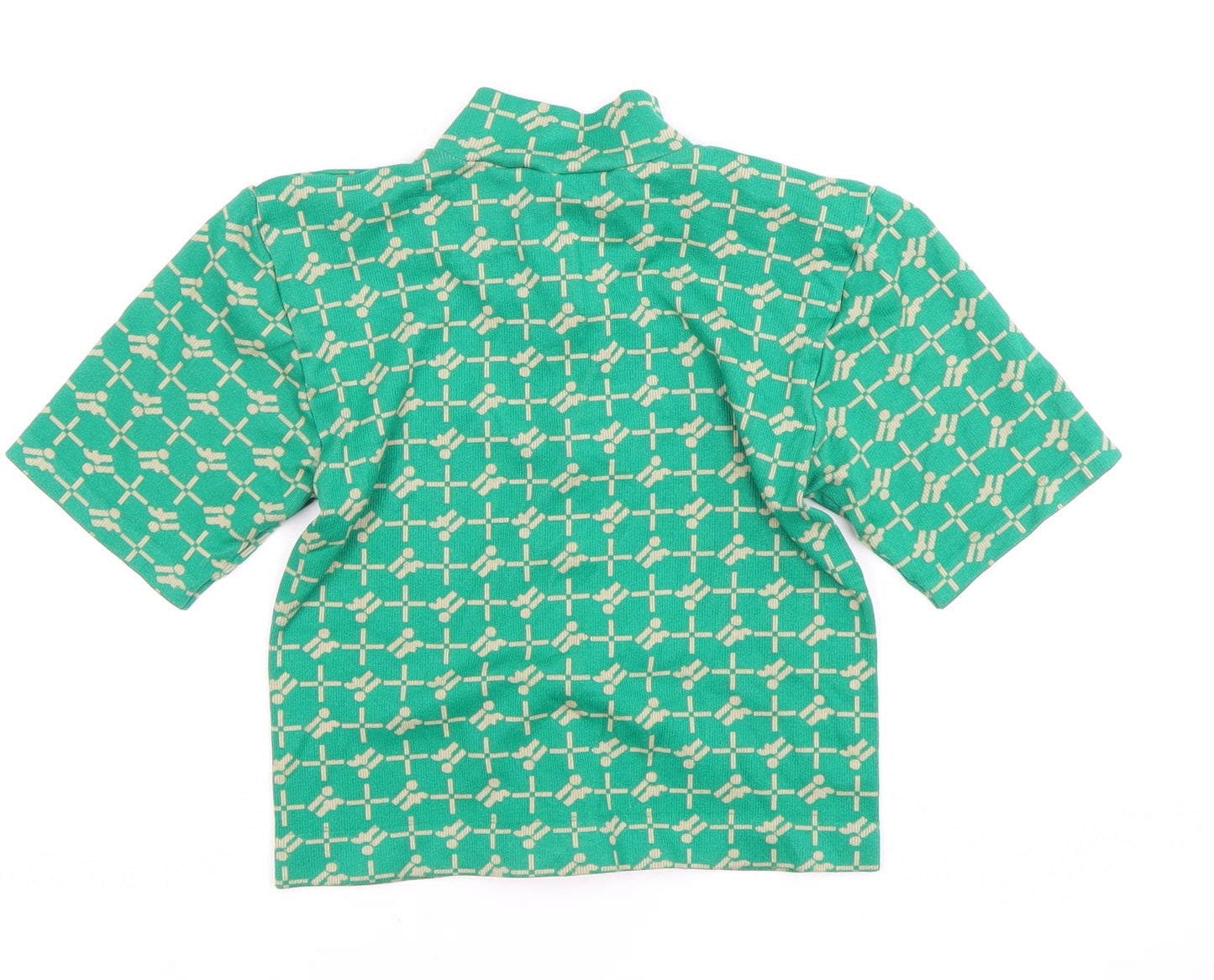 Les Trams Women's Green Geometric Blouse UK 12