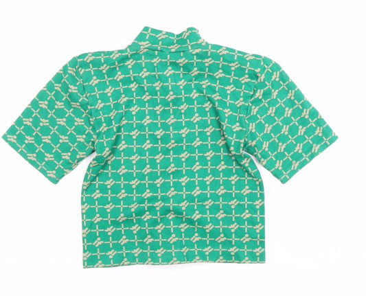 Les Trams Women's Green Geometric Blouse UK 12