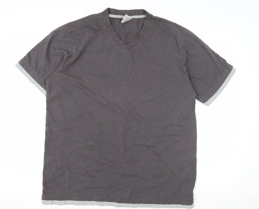Enrico Mori Men's Grey V-Neck T-Shirt, Size L