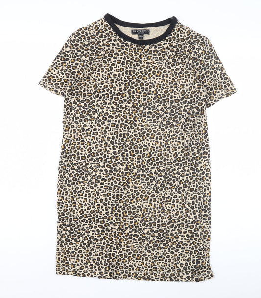 Brave Soul Women's Leopard Print T-Shirt Size 4 Casual