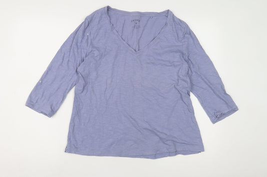 Fat Face Women's Blue V-Neck Top Size 14