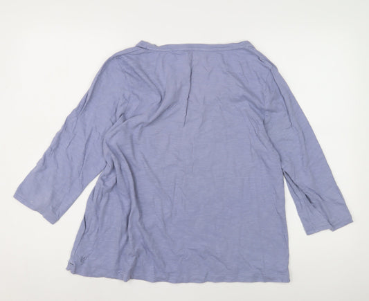 Fat Face Women's Blue V-Neck Top Size 14