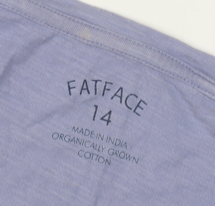 Fat Face Women's Blue V-Neck Top Size 14