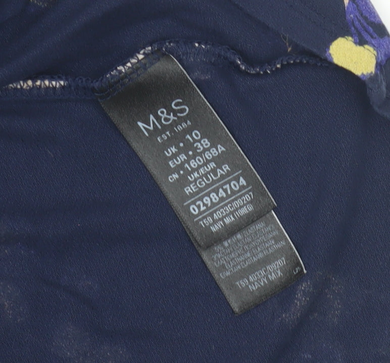Marks and Spencer Women's Blue A-Line Floral Skirt Size 10