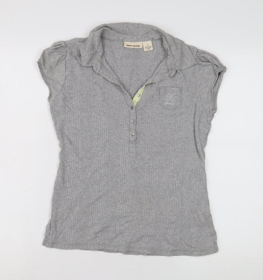 DKNY Jeans Women's Grey Short Sleeve Polo Top