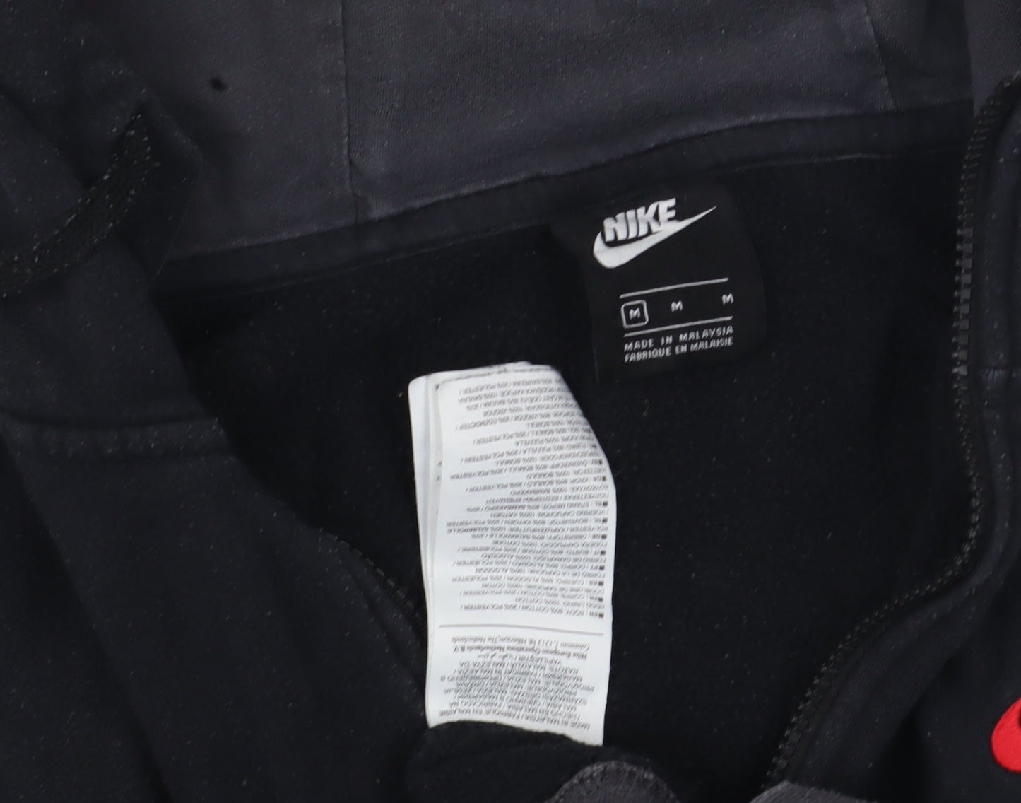 Nike Men's Black Full Zip Hoodie M Logo Hooded