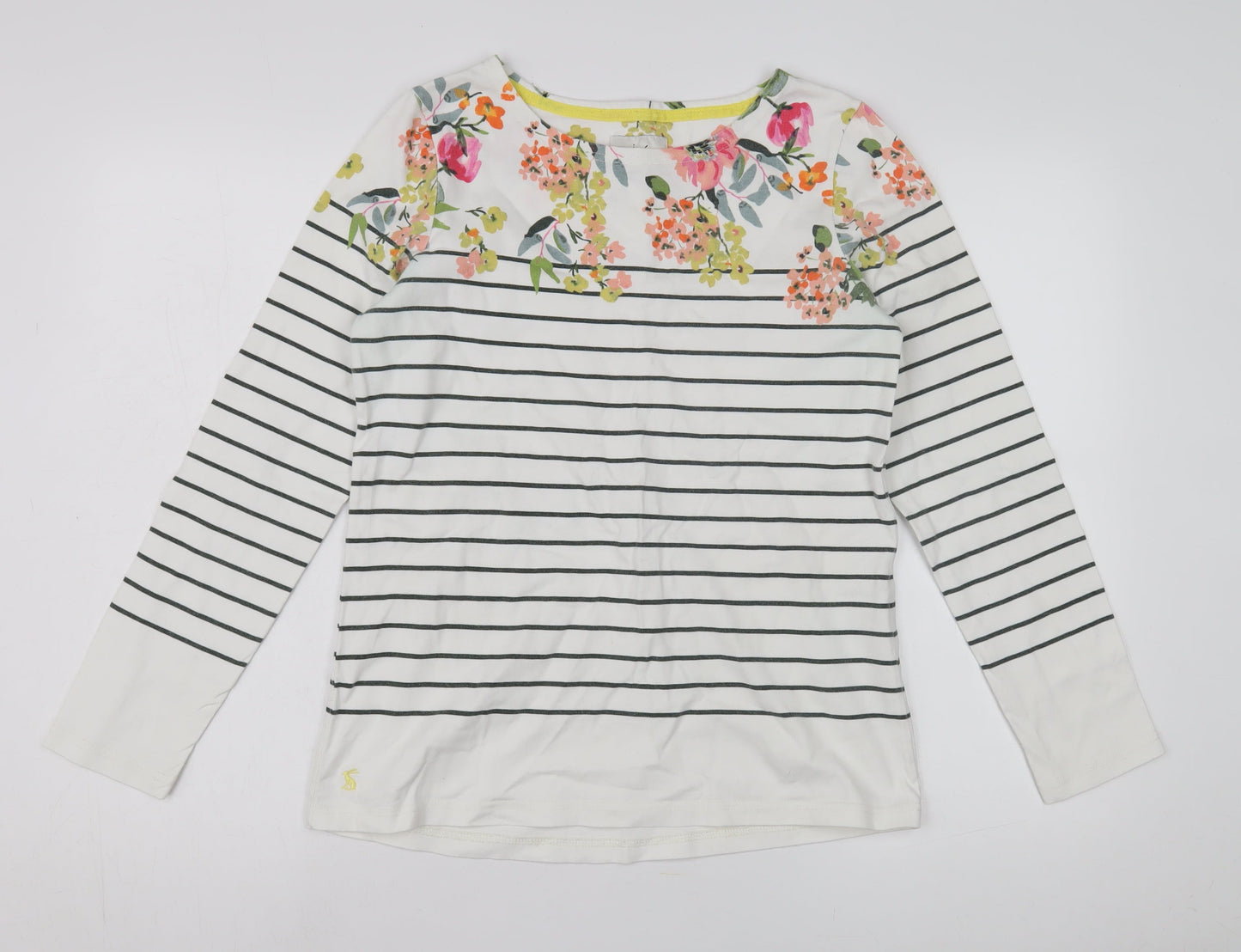 Joules Women's Multicoloured Cotton Floral Striped T-Shirt UK 12