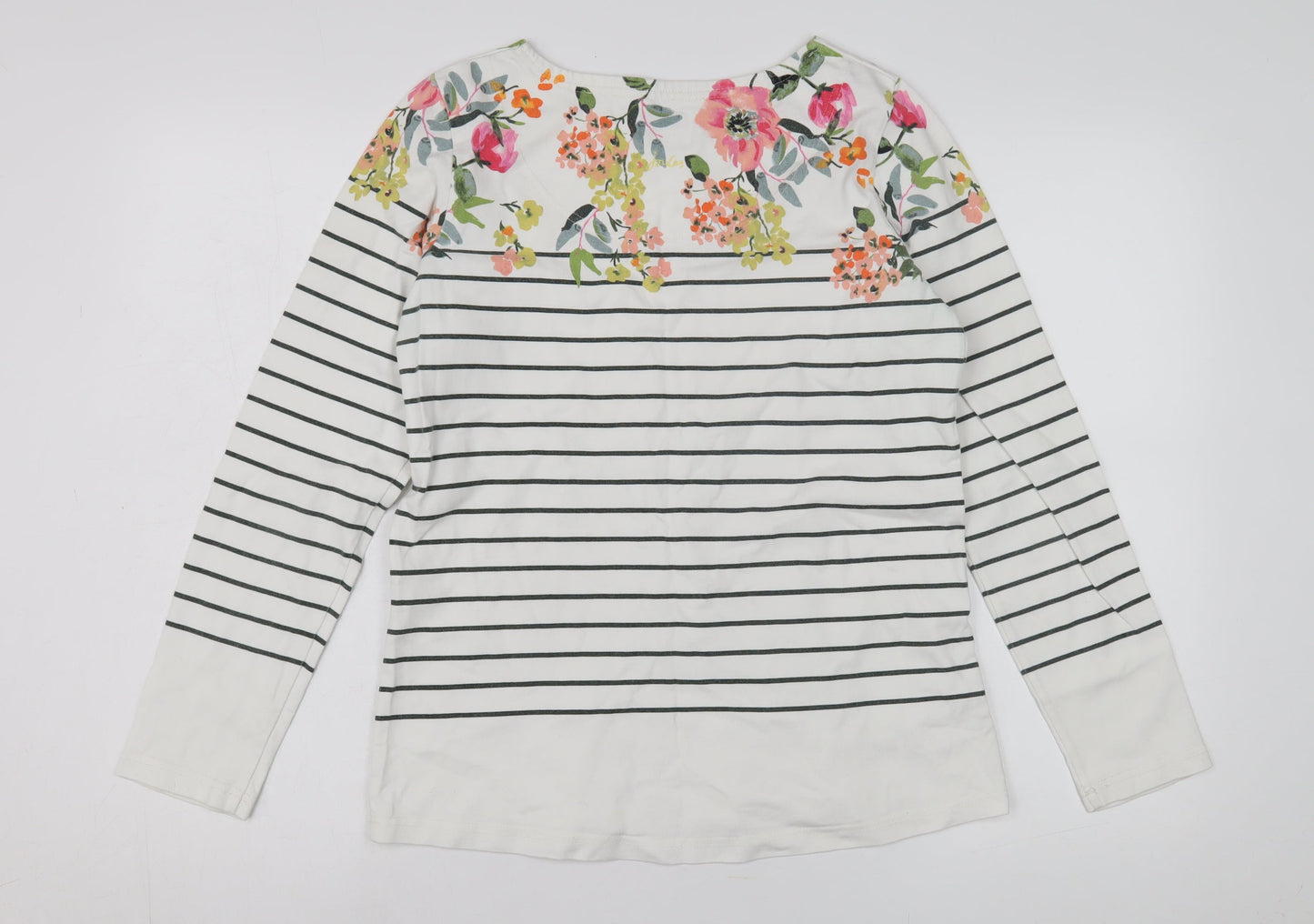 Joules Women's Multicoloured Cotton Floral Striped T-Shirt UK 12