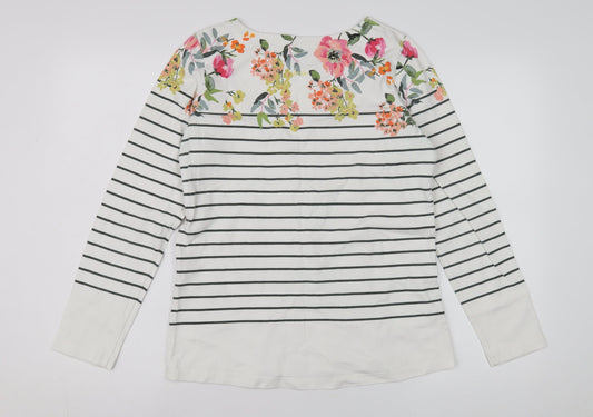 Joules Women's Multicoloured Cotton Floral Striped T-Shirt UK 12
