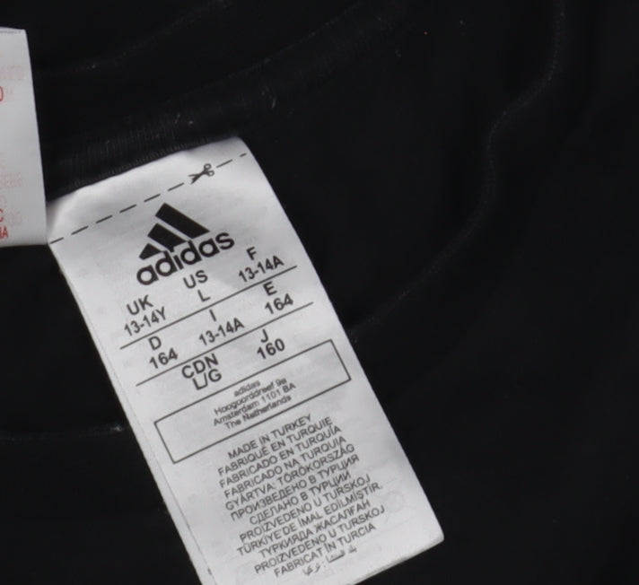 Adidas Boys Black Camouflage Logo T-Shirt, Size 13-14 Years