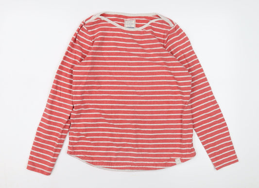 Fat Face Women's Red Striped Cotton T-Shirt Size 10