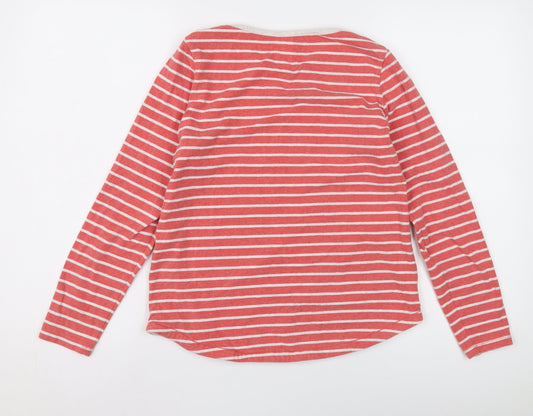 Fat Face Women's Red Striped Cotton T-Shirt Size 10