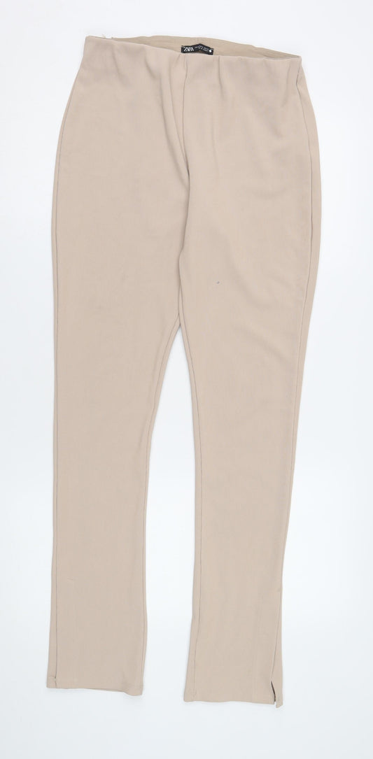 Zara Women's Beige Ankle Trousers XS Slim Fit