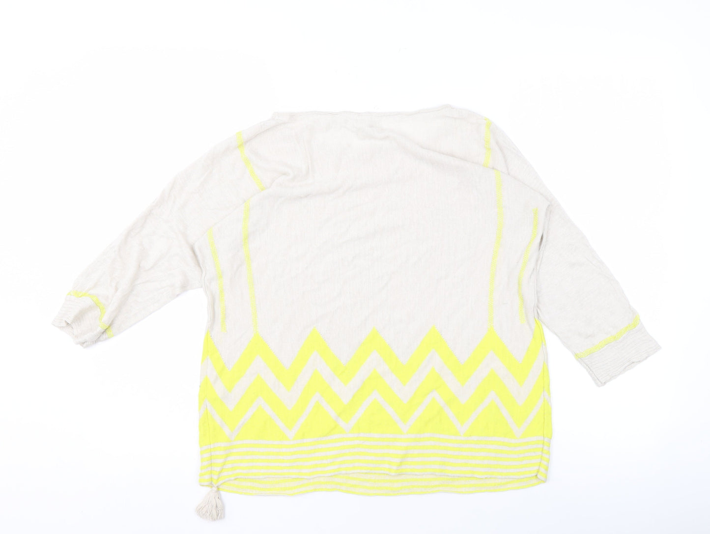 Monsoon Women's Beige Geometric Pullover Jumper M