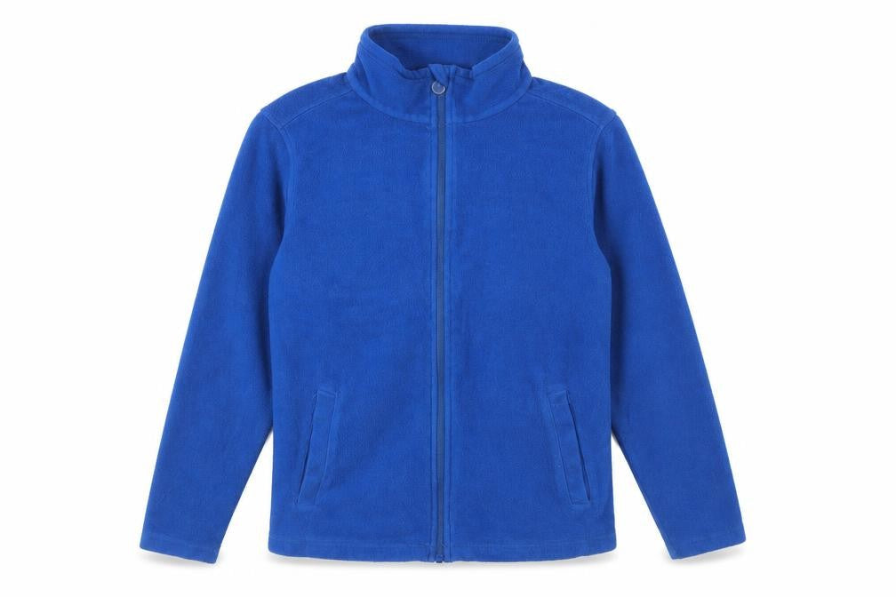 Front view of Regatta boys’ blue track jacket, size 30, full zip