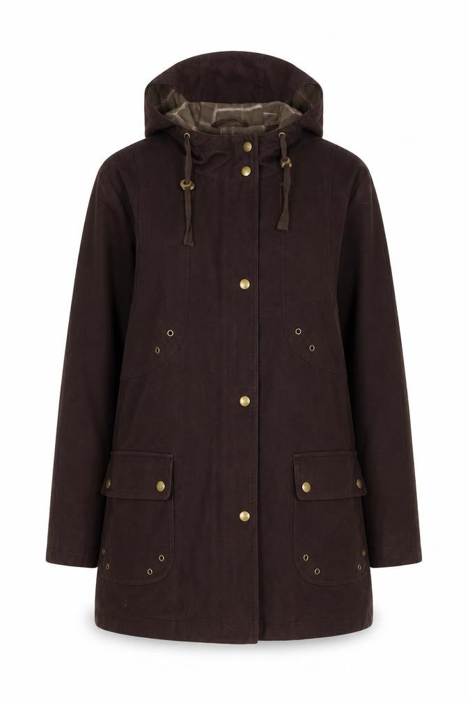 Womens UK Size 14 Regular Lakeland Brown Cotton Coat